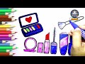 Makeup tools coloring  | Makeup set Drawing for little Artists 🎨 | Lipstick, Eyeshadow, and more