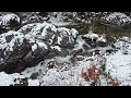 The sound of cold valley water flowing gently in the white snow landscape ASMR