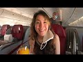 Boarding Qatar Airways B777-300ER Business Class Front Seat 1K Doha to Manila Filipino Travel Vlog