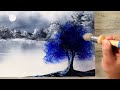 Blue Tree | Black and White Landscape | Easy Painting for Beginners | Abstract | Acrylics