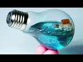 Ocean in a Light Bulb. Beach House Diorama  RESIN ART