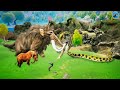 10 Zombie Tigers vs Cow Cartoon Rescue Saved By Woolly Mammoth Elephant Giant Animal Fights