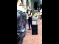 Teen boy performs in Bostons Faneuil Hall