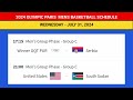 FULL SCHEDULE MENS BASKETBALL OLYMPIC PARIS 2024 | OLYMPIC 2024 BASKETBALL