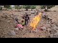 Children's survival: collecting firewood by children to warm themselves