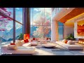 Spring Jazz Ambience 🌸 Jazz Relaxing Music with Fireplace Sounds in Luxurious Apartment to Focus