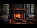 Autumn Ambience | Cozy Fall Fireplace | Fire Crackling | Forest Sounds