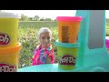 Ice Cream ! Elsa & Anna toddlers - Barbie and Ken dolls - play doh