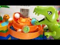 Satisfying Marble Run ASMR ☆ Building Blocks Spiral slope and dinosaurs course