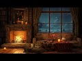 Soft Jazz Music for Sleep, Relax 🌧️ Rain on Window & Fireplace Sounds at Cozy Room Ambience