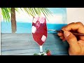 Delicious Holiday/easy drawing: how to draw serenity of beaches 🏖️? acrylic painting for beginners