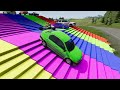 Double Flatbed Trailer Truck vs Speedbumps | Train vs Cars | Tractor vs Train | BeamNG.Drive #8