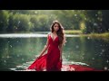 Escape to Serenity With Girl In Red Dress in a Beautiful View: Ambient Fantasy Music Art