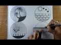 Easy 8 Circle scenery drawing Ideas || Pencil drawing in a easy drawing || Ashraful dreams drawing
