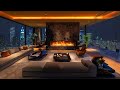 Penthouse Apartment Overlooking the City at Night 🌃 Gentle Saxophone Jazz Music & Sounds of Rain