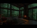 Warm Bedroom with Rain In The Forest For Sleeping| Relaxing Rain Sounds Relieves Stress & Sleep Well