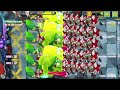 PvZ2 Challenge - 10 Plants Max lv Vs 100 All Star Zombie - Who Will Win ?