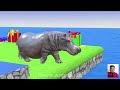 Long Slide Game With Elephant Gorilla Buffalo Hippopotamus Tiger - 3d Animal Game - Funny 3d Animals