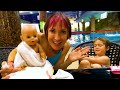 Kids play dolls & swimming at the water park. Baby Annabell doll at the swimming pool & jacuzzi.