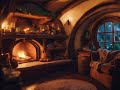 The Hobbit Misty Mountains With Soft Rain And Fireplace (Loop Video)