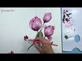 Simple acrylic painting technique /How to paint Tulips