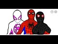 Drawing and coloring red Spiderman , black Spiderman and pink Spiderman| Easy Colouring pages