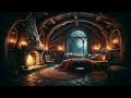 Restful Night in a Hobbit's Hideaway | Fireplace Serenity & Soothing Rainfall Sounds | Hobbit ASMR