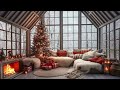 Snow the Christmas Living Room, Sounds of Fireplace| Cozy, Warm Ambience for Work and Study
