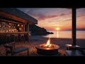 Sunset Delight - Seaside Cafe Escapade | Relaxing With Music for Stress Relief  By The Ocean - 4K