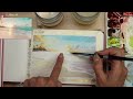 Watercolor Ocean Beach Sunset Easy Step by Step Tutorial