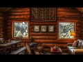 SNOWY CABIN AMBIENCE | CALMING VIDEO | SNOW FALLING | SOFT ROMANTIC MUSIC
