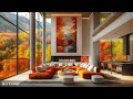 Warm Jazz Apartment 🍂 Soft Jazz Instrumental Music & Fireplace Sounds in Cozy Fall Ambience to Relax