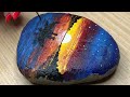 Sunset 🌅 Acrylic painting for beginners | Easy Stone Painting