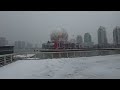 [4K]  Snow Storm  Vancouver Olympic Village  Heavy Arctic Snowy Wind - Walk Canada British Columbia