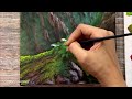 Amazing view of rainy day on black canvas | Acrylic painting techniques for beginners