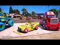 Cars McQueen Monster Trucks Mack Miss Fritter Tow Mater Police Cruz Ramirez Superfly Todd Krash Toys