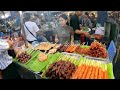 Cambodian street food at Phnom Penh Market - Delicious Plenty Khmer food, Fruit, beef, Pork & More