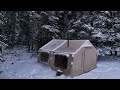 CAMPING IN THE COMFORT OF HOME IN A 2-ROOM TENT IN DENSE SNOW