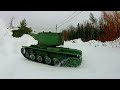Rc Tank KV-2 First Test Drive through snow!. Heng long 1/16, 7.0 version