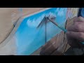 Oil painting Landscape on Wood Paddle step by step #oilpainting #landscapepainting #painting