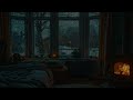 Deep Sleep with Blizzard & Fireplace Sounds | Cozy Winter Ambience & Howling Wind
