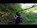 Crash on a motorcycle tour in Sardinia. BMW GS rider is flying