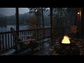 Rain on Porch - Heavy Rain and Bonfire Sounds Helps You Sleep Better, Beat Insomnia and Relaxation