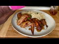 Garlic-Butter Spaghetti And  Honey Glazed Wings | 30 minute Meal