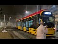 🇵🇱 Warszawa 2024, Polska. Tram Hyundai Rotem 141N, Plac Unii Lubelskiej nocą w Warszawie. [4K]