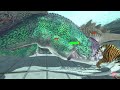 Dinosaur In Battle With Fire Tiger - Animal Revolt Battle Simulator