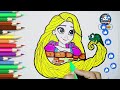 How to Draw Princess Rapunzel drawing for kids |  Tangled Disney movie |  Rapunzel princess drawing