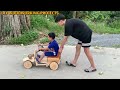 Great Creative Woodworking Idea // DIY Baby Wooden Car With Unique Steering And Brake System