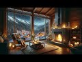 A Cozy Winter Night | Snow, Wind, and Crackling Fireplace Ambiance