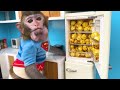 Bebé Mono Bon Bon Prepara Leche Arcoíris y Come Gelatina con un Cachorro - MONO BONBON ESP